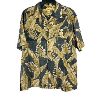 Panama Jack Short Sleeve Button Down Shirt Palm Leaf Hawaiian Size XL